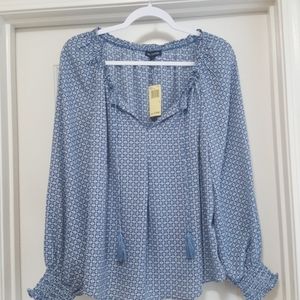 NWT Max Studio Max Edition blue peasant blouse S / M